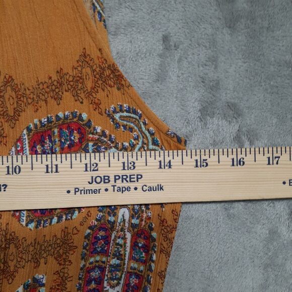 LOVE FIRE Aztec Print Sleeveless Dress Yellow Strappy Lined Keyhole Size M - Picture 2 of 9